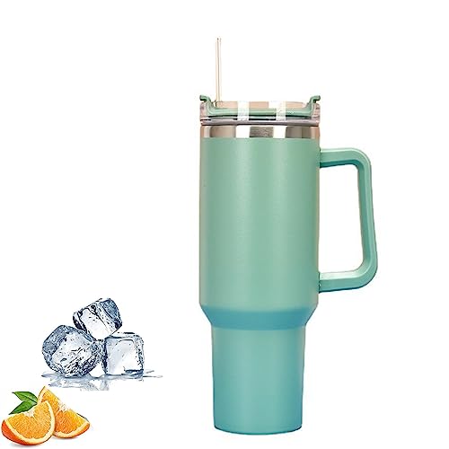 Mnixy Reisebecher mit Griff, Stanley Tasse mit Strohhalm und Griff, Edelstahl-Kaffeebecher mit Deckel, auslaufsicher, va...