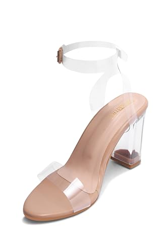 Transparent Block Heels for Women and Girls – Clear Heels, Nude Heels for Women, Stylish Block Heel Sandals for Party, Evening & Casual Wear4