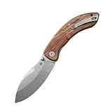 Petrified fish PFB06 Zonda Folding Knife,3.74' 14C28N Steel Stonewashed Blade Olivewood Handle Folding Pocket Knife for EDC Camping Outdoor (Olivewood stonewashed)