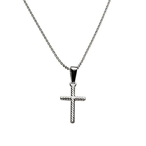 Sterling Silver Small Cross Pendant Cable Chain Necklace Italy