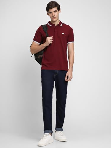 Image of Dennis Lingo Men's Cotton Solid Regular Fit Mandarin Collar Short Sleeve Polo Tshirt