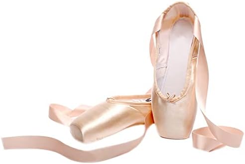 BININBOX Girl's Canvas Ballet Dance Toe Shoes Professional Satin Pointe Shoes(2 M US Big Kid,Pink)