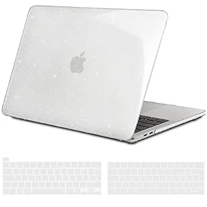 TECOOL Hülle Kompatibel mit MacBook Pro 13 Zoll 2016-2022 (M2 M1 A2338/A2289/A2251/A2159/A19... Ultradünne Schutzhülle Hartschale Case mit Tastaturschutz (EU), Glitzer Klar