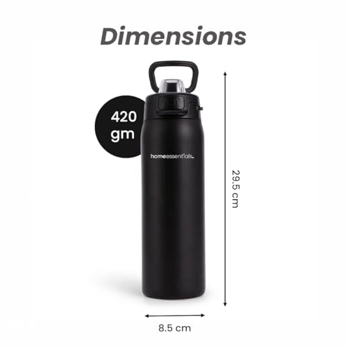 Image of HomeEssentials 950ML Insulated Water Bottle - 24h Cold /12h Hot - Leakproof Quick-Fill Lid & Easy-Carry Handle - Heavy Duty Stainless Steel Sports Flask