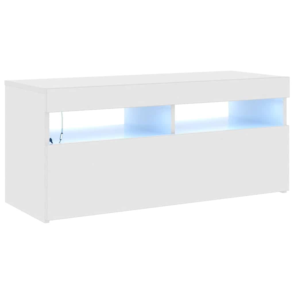scaffale tv con luci in bianco 90x35x40 cm
