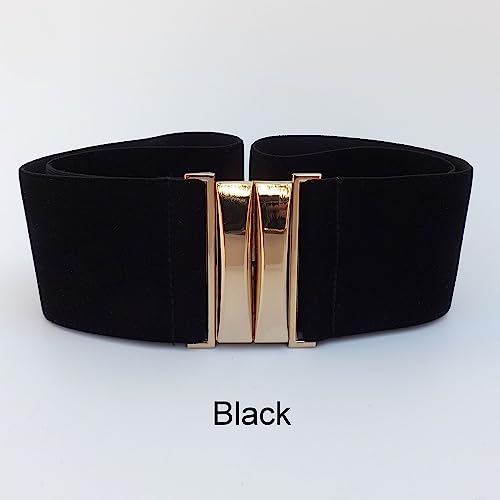 Burgundy Wide Velvet Elastic Waist Belt with Gold Clasp4