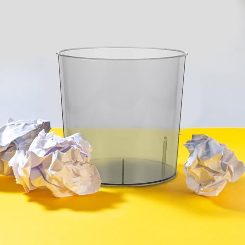 Caneca de basura pequeña gris de plástico para hogar y oficina miniatura 6