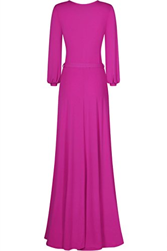 Image of Women's 3 /4 Sleeve Deep V-Neck Maxi Faux Wrap Solid Plus Size Dress