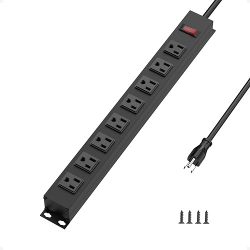 TESSAN Multitoma de Metal, 8 Salidas, 1 Interruptor, Cable de Extensión de 1.83 m miniatura 1
