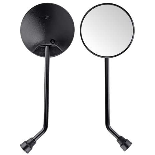 Universal 2Pcs Round Motorcycle Mirrors Motorcycle Rearview Mirrors Side Mirrors with 8mm Bolt 7/8 Handlebar Mount M8 Copatible with ATV Dirt bike Scooter Moped E-Bike