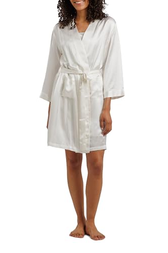 Fishers Finery Women's 100% Pure Mulberry Silk Mid-Length Robe with Pockets | Awarded Best Silk Robe