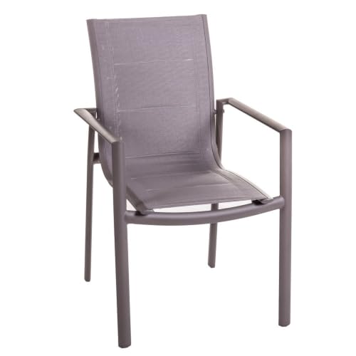 Silla de jardín Stella apilable de aluminio marrón para terraza y exterior