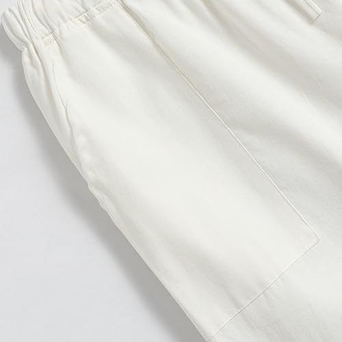 Alessia Cara Women's Wide Leg Linen Pants High Waisted Loose Drawstring Casual Trousers4