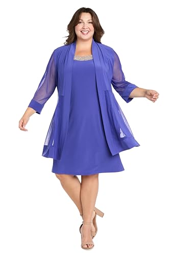 Image of R&M Richards Women's Petite Glitter Trim Jacket Dress