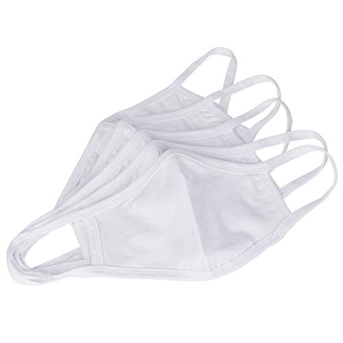 Preisvergleich Produktbild ONVAYA® Mund- und Nasenmaske / 5 Stück / Weiß / Wiederverwendbare Maske / Waschbar / Schutzmaske aus Baumwolle mit Innentasche für Filter / Gesichtsmaske (Weiß)