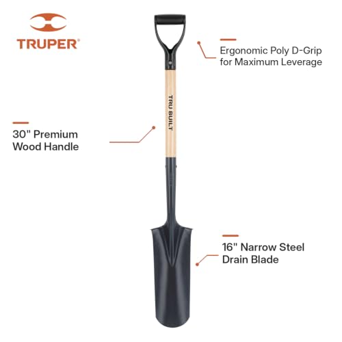 Pala Truper para drenaje 16" con mango de madera 30" miniatura 2