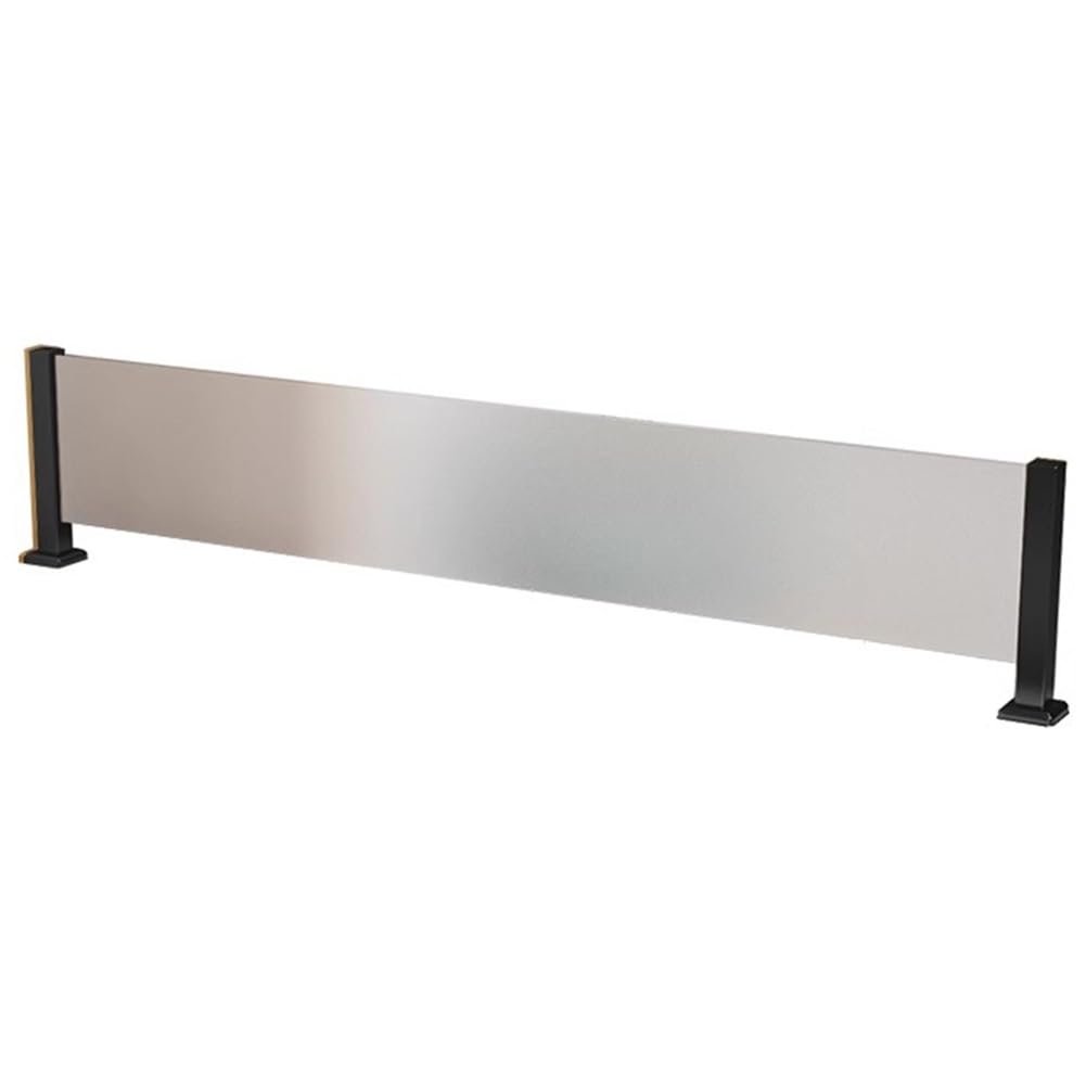 KLGFBDC Translucent Table Dividers for Restaurants, Striped Glass Partitions, Stainless Steel Countertop Separator, Decorative Divider (Black, 130x25 cm)