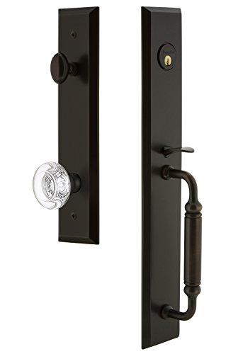 Grandeur 842569 Hardware Fifth Avenue One-Piece Handleset with C Grip and Bordeaux Knob in Timeless Bronze, Backset Size-2.75