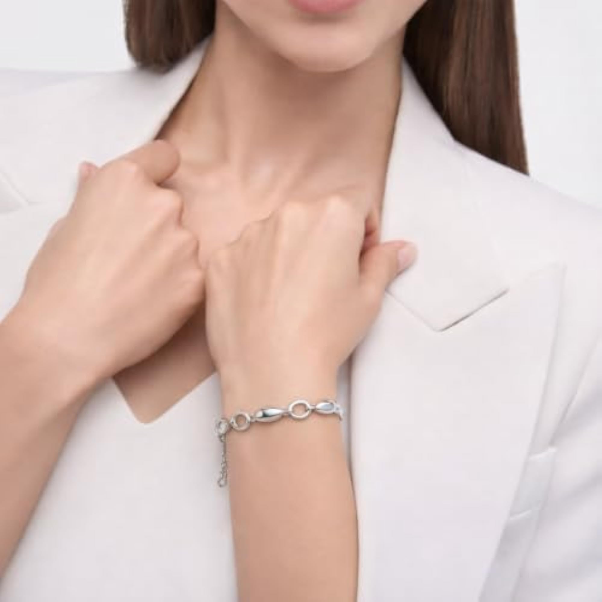 Geometric Silver Bangle Bracelet, Solid 925 Sterling Silver