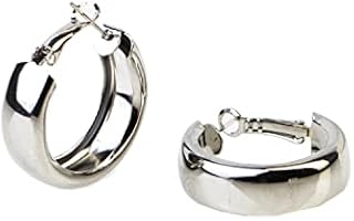 Silver plated Hoop Earrings | Circles Large Huggie Hinged Hoop, Silver earrings For Women ,girls with beautiful box, Gifts for women for wedding anniversary valentines birthday.