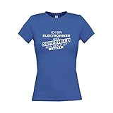 Shirtstown - Camiseta para mujer, diseño con texto en alemán 'Ich Bin Elektroniker, weil Superheld kein Beruf ist Sprüche Mujer Chica Logo Tee Niki Divertido Divertido Divertido Profesional formación, color' azul cobalto XL