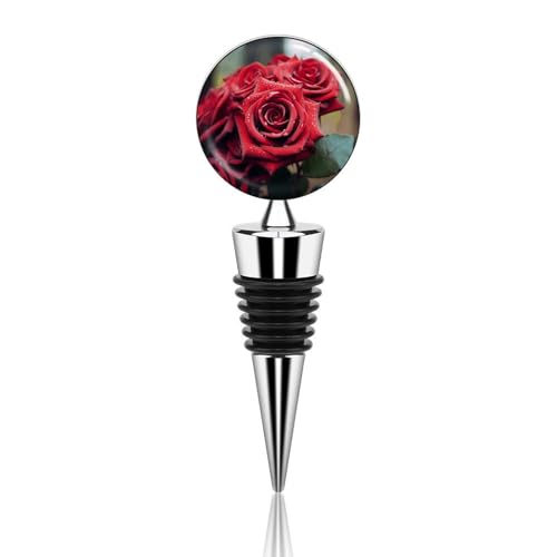 Bouchon de bouteille de vin silicone réutilisable rose rouge - 2