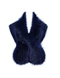 BABEYOND Womens Faux Fur Collar Shawl Faux Fur Scarf Wrap Evening Cape for Winter Coat 47.2' (Blue)
