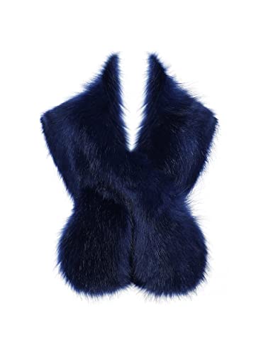 BABEYOND Women's Faux Fur Shawl Party Faux Fur Collar Fur Wraps for Winter Bridal Wedding Cover Up