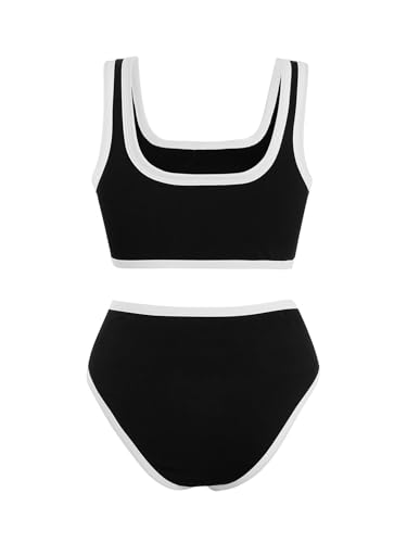 Verdusa High Waisted Bikini Sets for Women 2 Piece Wireless Tops and Panty Beach Vacation Clothes3