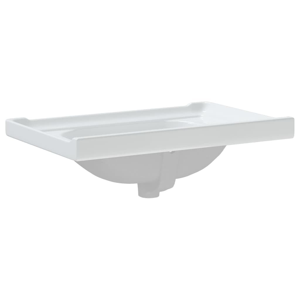 Vasque à Encastrer, Lavabo Encastré Céramique Évier Encastrable Salle de Bain blanc 71x48x23cm rectangulaire céramique