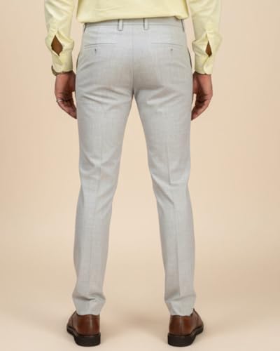 Image of SaintX Men's Premium 4-Way Solid-Stretchable Formal Pants | Performance Grade Pro Weave Anti-Wrinkle Fabric | Slim Fit Trouser | Shirt Gripping Expandable Waistband | Executive Office Wear (ST02)