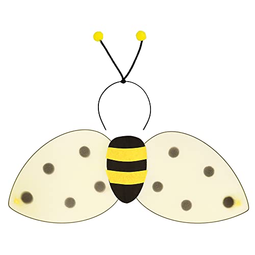 Boland 52852 - Set abeille miel, tiare et ailes, taille env. 63 x 25 cm, jaune-noir, bourdon, guêpe, serre-tête, accessoires, carnaval, fête à thème