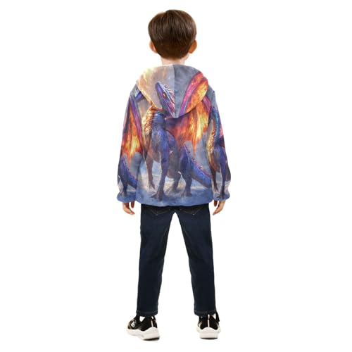 Fantasy Dragon Toddler Fleece Jacket Girl Boys Hooded Fleece Jacket Coat Warm Outwear Zip-up 3-10T4