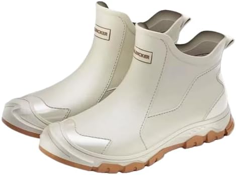 Men's Deck Boots, Waterproof Ankle Rain Boots Men Anti-Slip Traction, Outdoor Rubber Fishing Garden Boots for Gardening Fishing Boating Camping Sailing