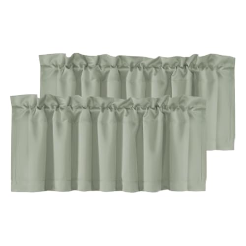 H.VERSAILTEX 2 Panels Blackout Valances for Small Windows Thermal Insulated Short Curtains Privacy Decorative Rod Pocket Shade for Kitchen/Living Room/Cafe/Bathroom/Laundry,52" W x 18" L,Sea