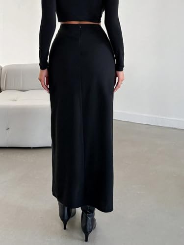 Women's Summer Plain High Slit Midi Skirt Going Out Outfits3