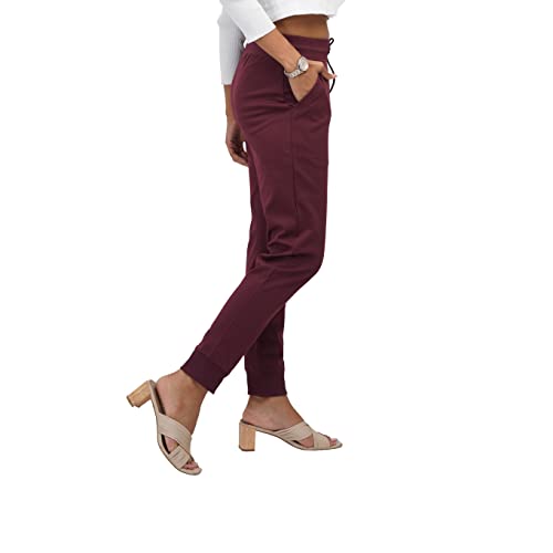 Image of EcoLove Women's Solid Poly-Cotton Interlock Ankle Length Track Pants