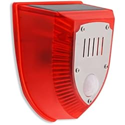 Lampara Con Sensor De Movimiento Y Sirena ThreeH Alarma Solar Inalámbrica con Sensor de Movimiento para Exterior Luz LED con Sirena y Alarma Estroboscópica para Protección de Garaje, Patio y Jardín
