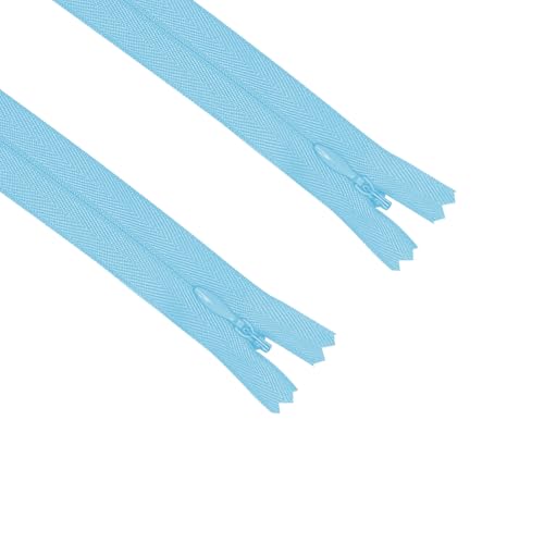 Image of ANPURZII 2PCS #3 9 Inch Light Blue Invisible Zippers for Sewing Skirts, Nylon Coil Bulk Zippers for Pocket, Pillow(Light Blue 9 inch 2PCS)