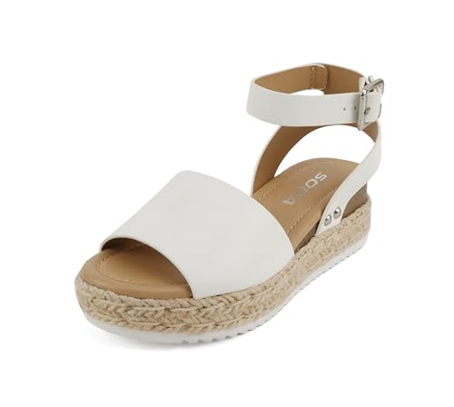 SODA Clip Womens Casual Espadrilles Trim Flatform Studded Wedge - Image 3