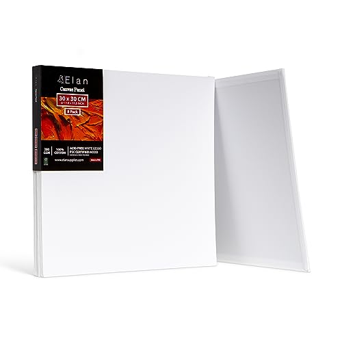 Elan Cotton Canvas Panels 12x12, 8Pack Canvas Boards