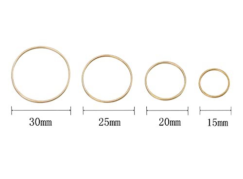 Shapenty 4 Sizes 15Mm 20Mm 25Mm 30Mm Brass Hollow Circle Pendant Charm Links Open Bezel Frames Connectors Round Beading Hoop Earrings For Necklace Bracelet Jewelry Making Resin Craft, 48Pcs (Kc Gold) #TOP1