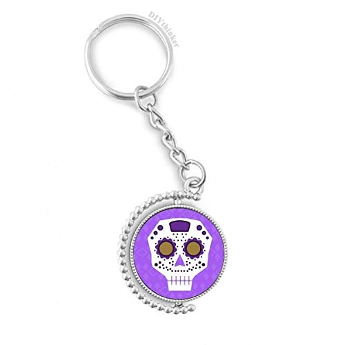 Llavero de cráneo morado giratorio para llevar tus llaves con estilo en tu mochila
