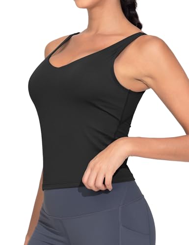 Image of THE GYM PEOPLE Women's Longline Sports Bra Wirefree Padded Workout Yoga Tank Top