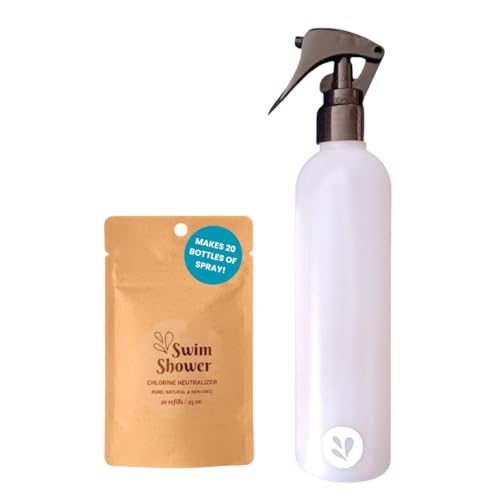 20 Bottle Refill Packet + 8 oz Spray Bottle GMO-Free Chlorine Neutralizing Post-Swim or Shower Spray Kit Removes Chlorine Naturally from Face Body Hair Swim Shower Makes 160 fl oz of Spray.