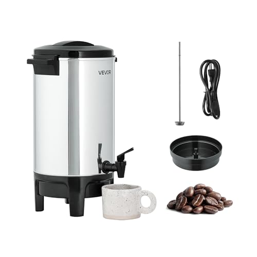 Image of VEVOR Commercial Coffee Urn, 40 Cup 6 L Hot Beverage Dispenser with Dripless Faucet, Quick-Brewing Commercial Coffee Maker, Automatic Temperature Control, for Catering, Party, Church & Restaurant