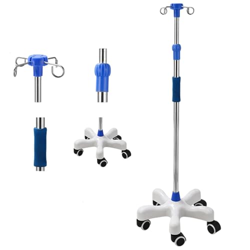 点滴スタンド IVスタンド 5つのキャスター付 360度移動 イルリガートル ステンレス 高さ調節可能 移動式 伸縮 フック付き キャスター付き ハンドル付き トレー付き 病院 介護 在宅ケア ガートル台 点滴台 点滴棒