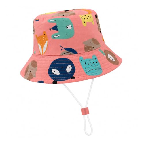 Image of VRITRAZ Unisex Kids Printed Bucket Hat | UV Protection Sun Hat with Adjustable Chin Strap & Summer Beach Travel Outdoor Cap for Toddlers & Children (4-12 Years)