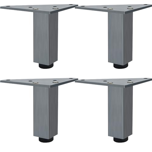 Patas Muebles Cocina, 4 Piezas Patas Regulables para Muebles Pata Mesa Comedor Gris Pata Mesa Escritorio Pies de Sofá Aleación Aluminio | Acabado Anodizada Pies de Metal Altura: 6-40cm-6cm/2.4'