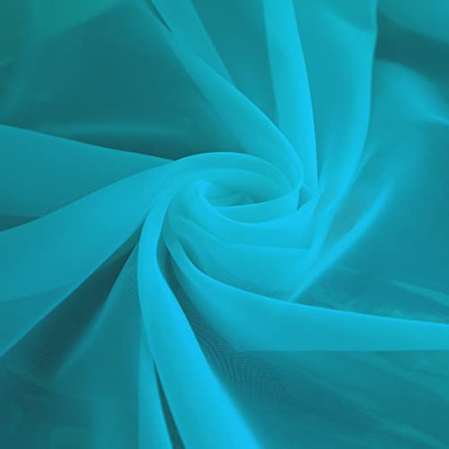 Image of Window Lake Blue Sheer Curtains 84 Inches Long 2 Panels Sheer Curtain Basic Rod Pocket Panel for Bedroom Children Living Room Yard Kitchen (Lake Blue, 52 inch W x 84 inch L | 2 pcs)